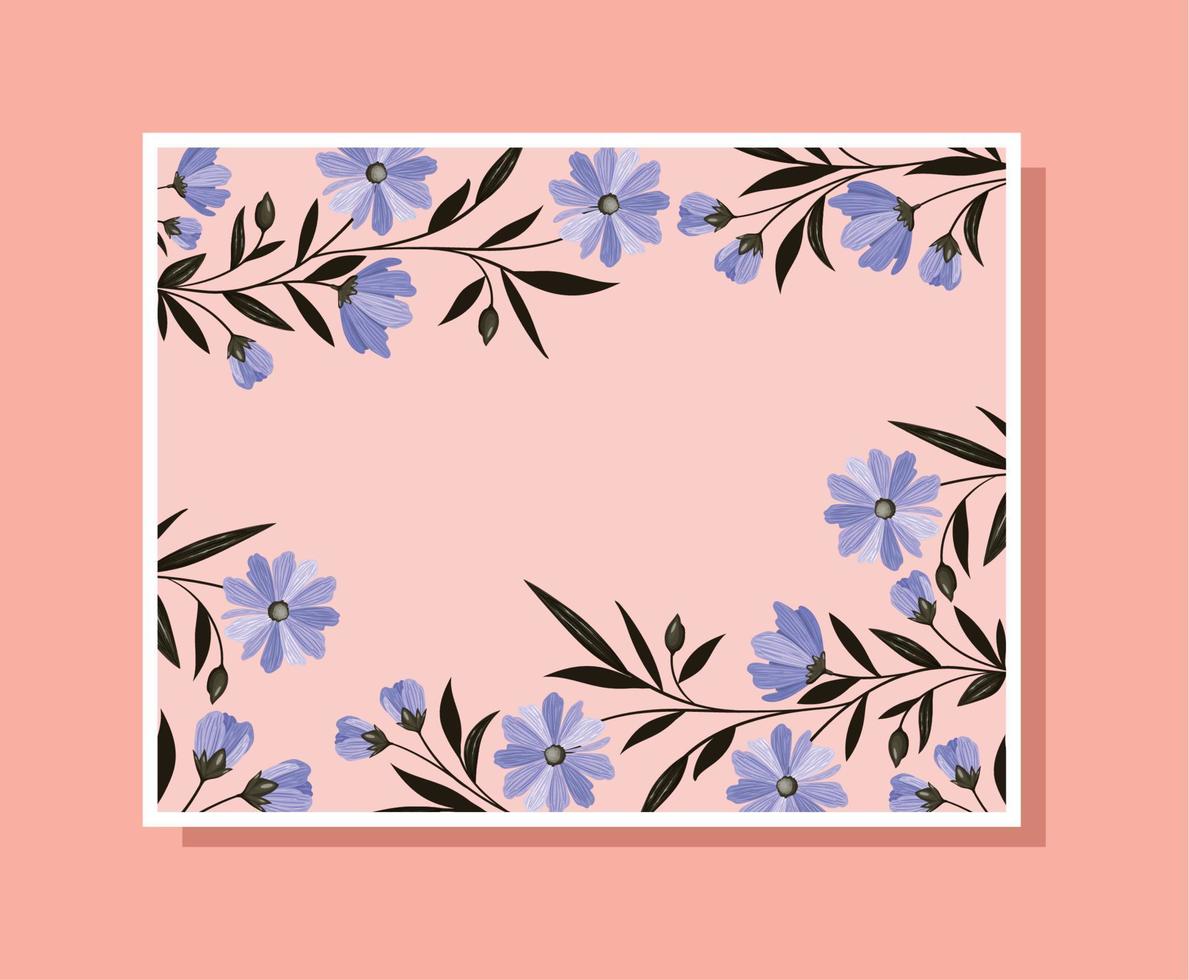 card with purple flowers vector