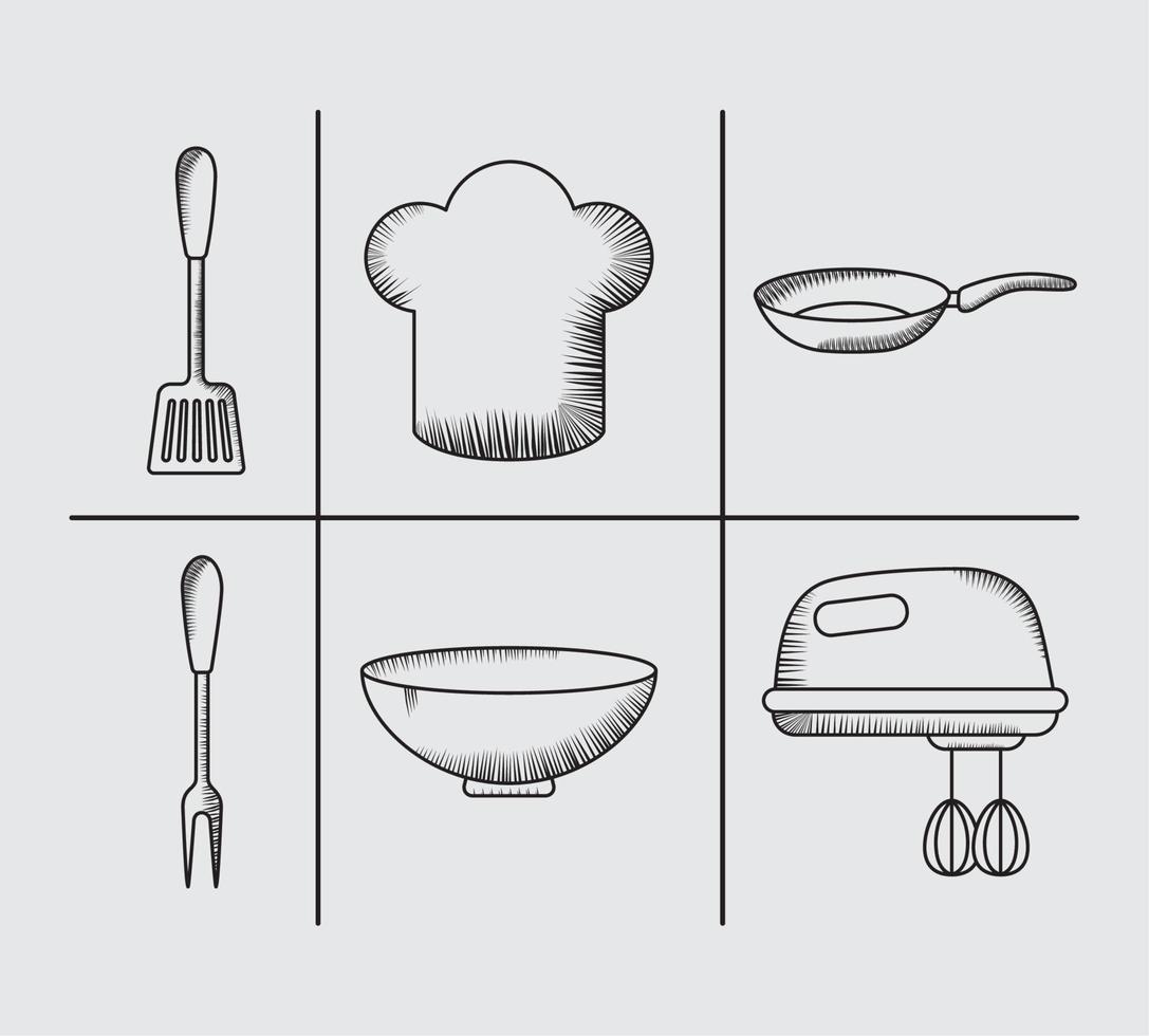 kitchen utensils bundle vector