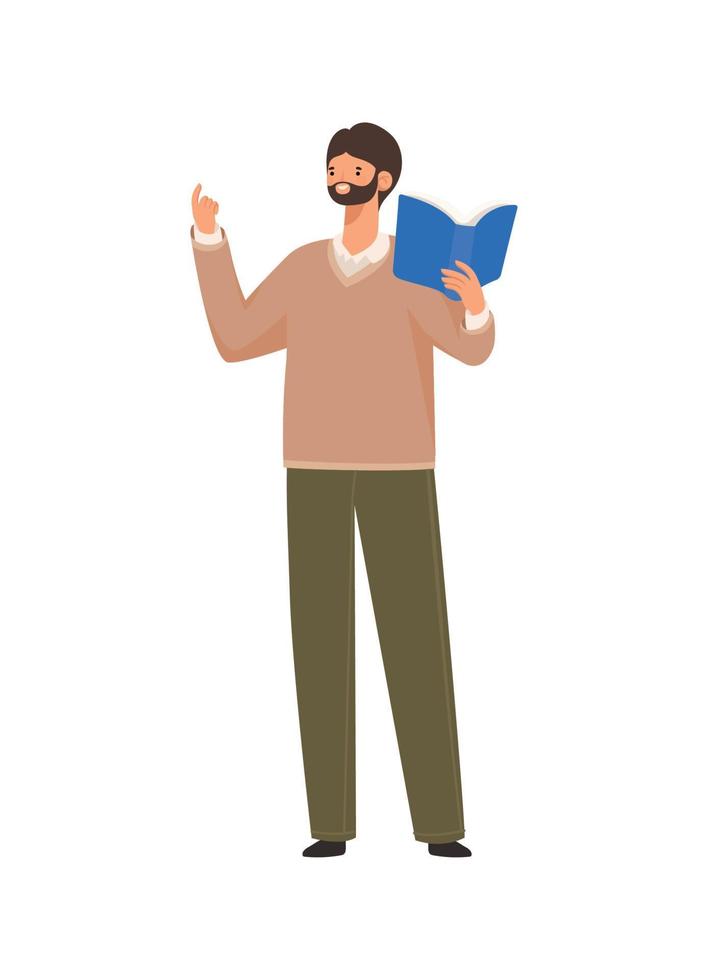 teacher with blue book vector