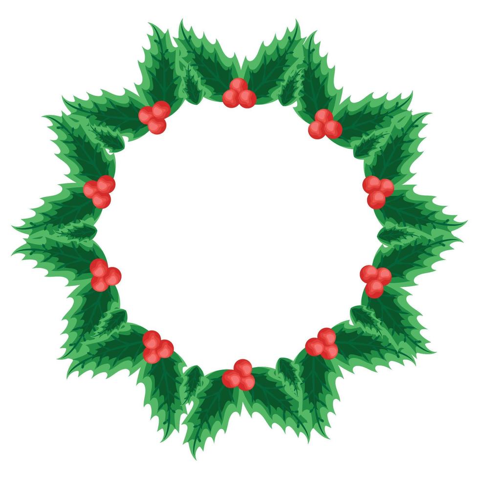 cute mistletoe wreath vector