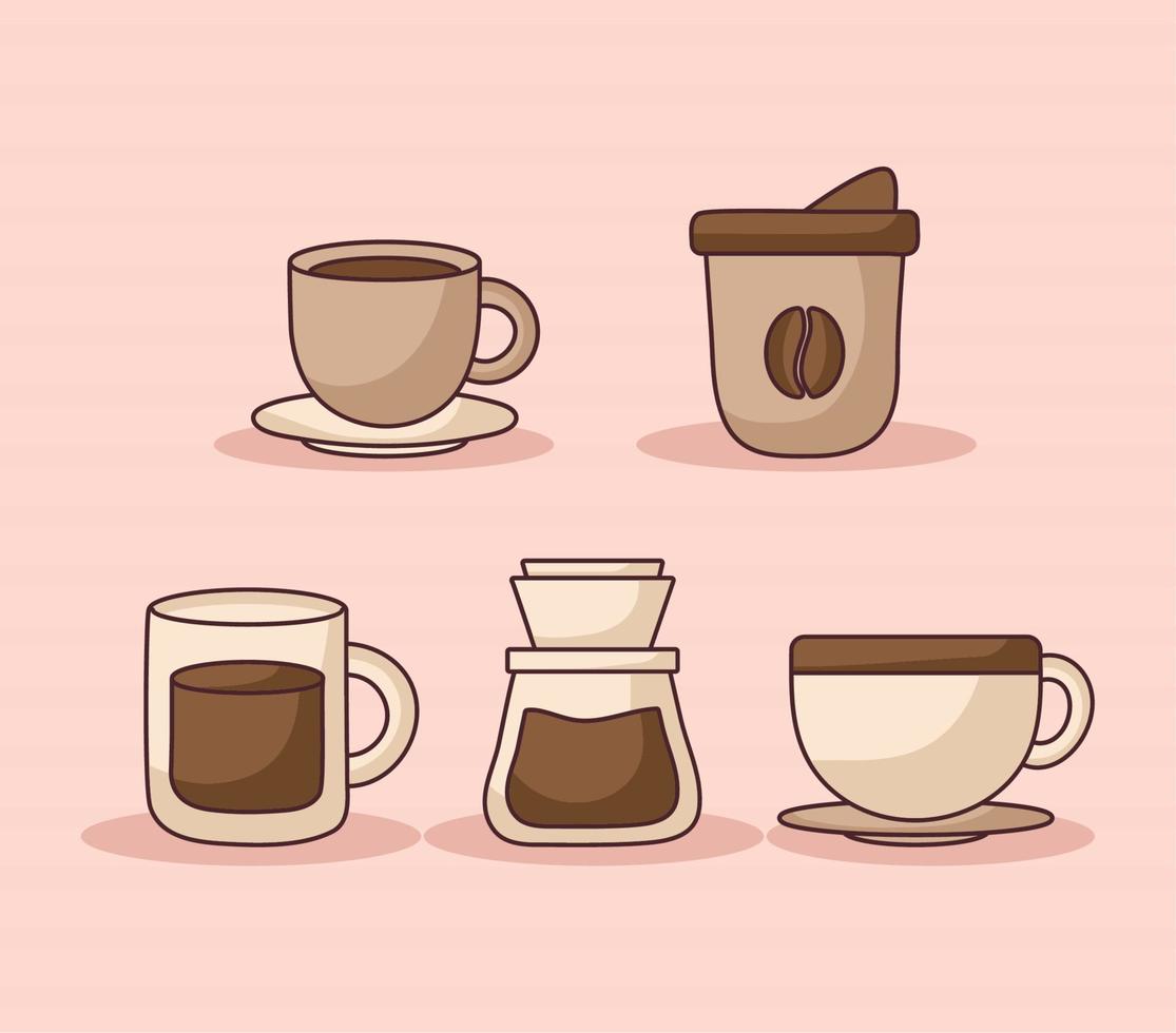 five coffee items vector