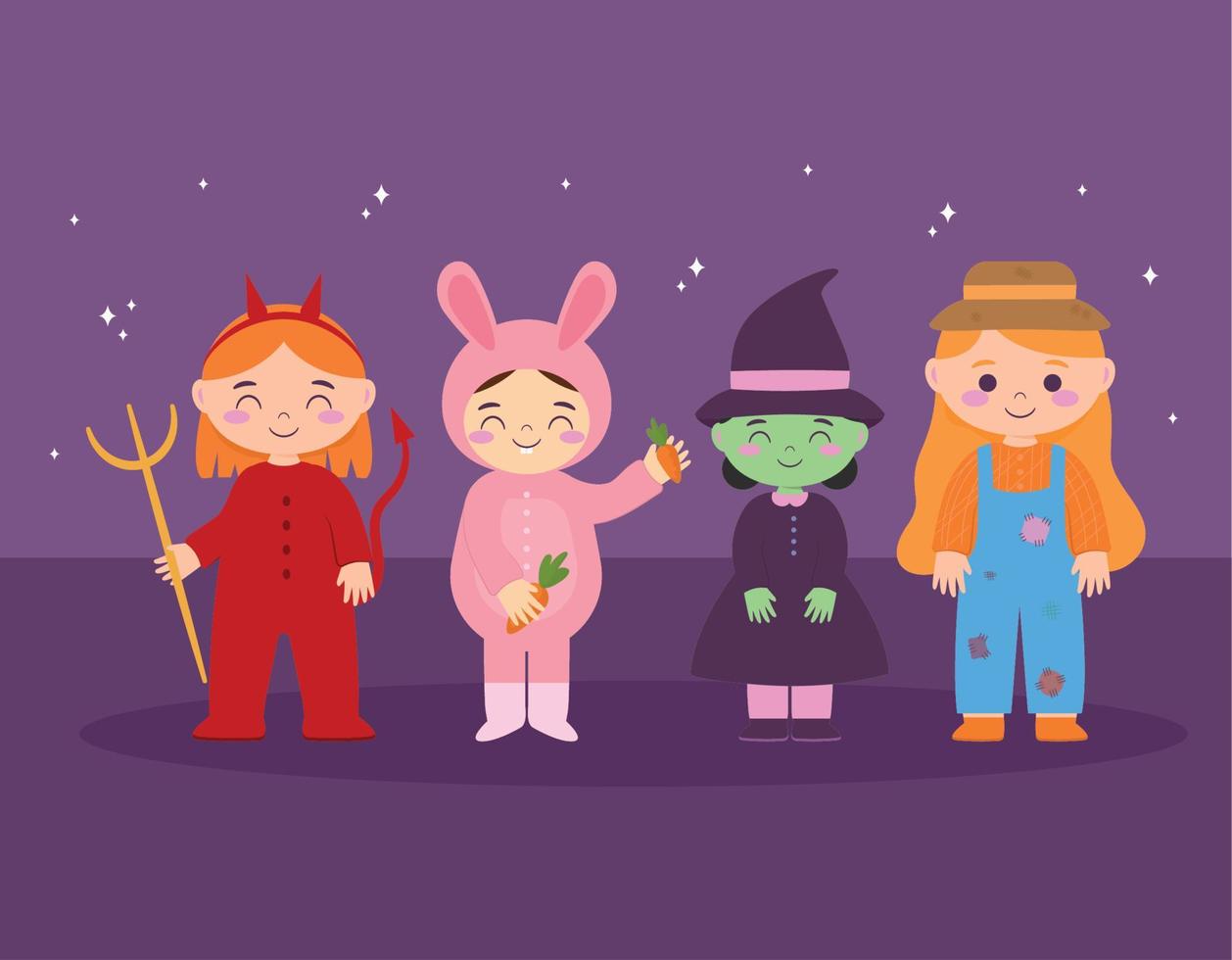 costume kids group vector