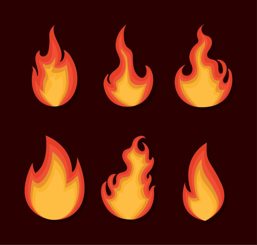 colored flames bundle vector
