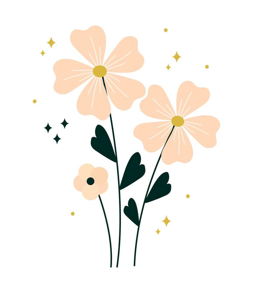 pair of white flowers vector