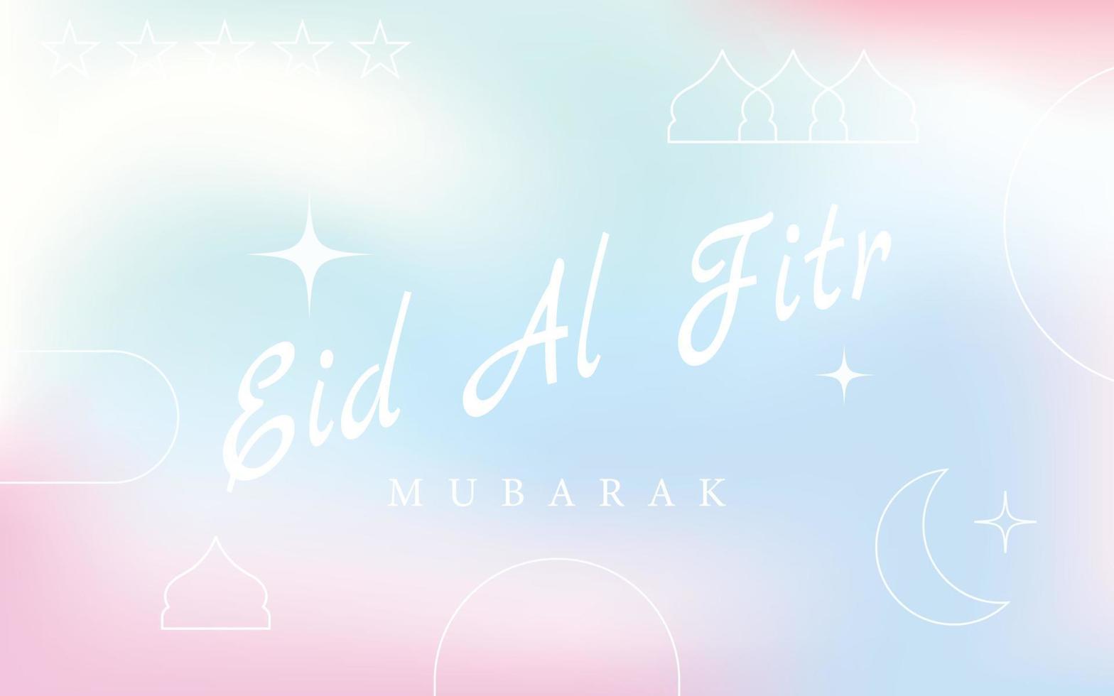 Retro Eid al fitr mubarak design. gradient islamic greeting background vector