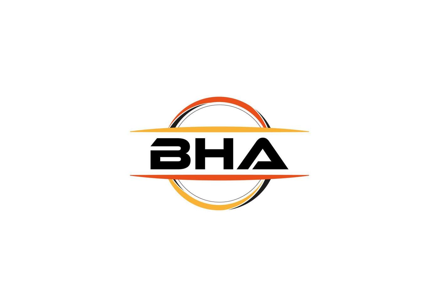 BHA letter royalty ellipse shape logo. BHA brush art logo. BHA logo for a company, business, and commercial use. vector