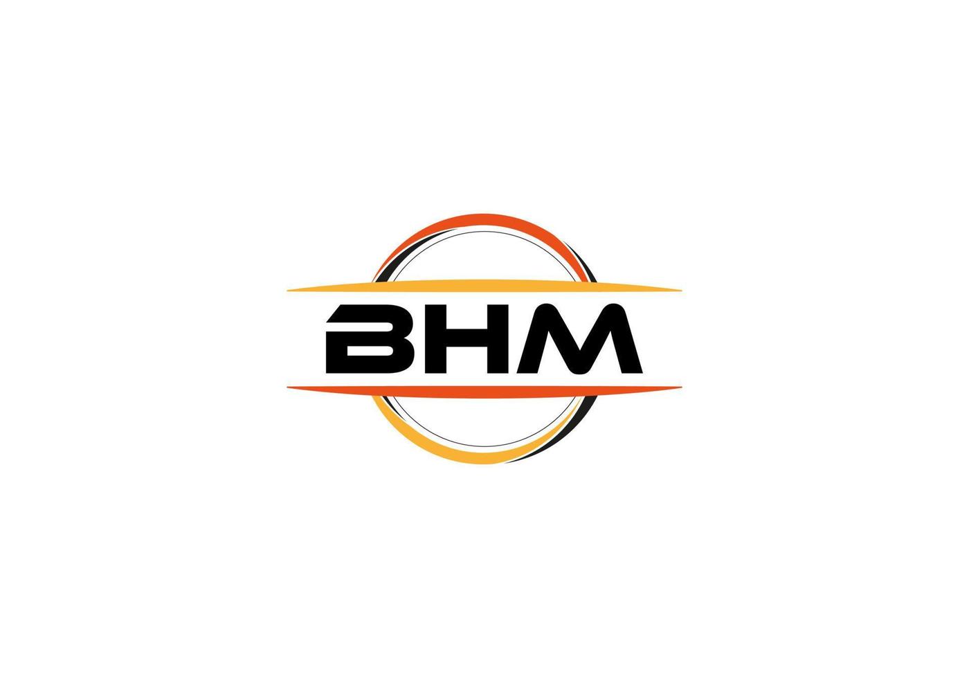 BHM letter royalty ellipse shape logo. BHM brush art logo. BHM logo for a company, business, and commercial use. vector