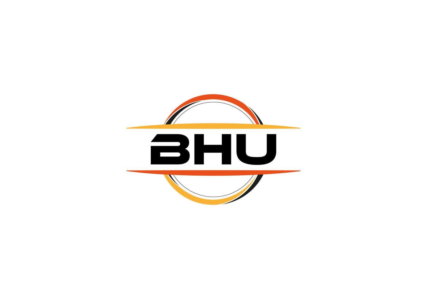 BHU letter royalty ellipse shape logo. BHU brush art logo. BHU logo for a company, business, and commercial use. vector
