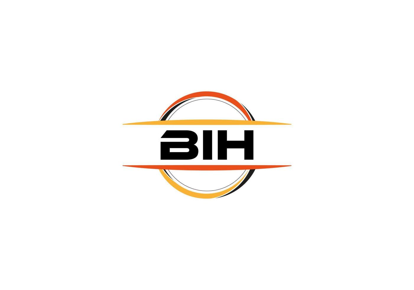 BIH letter royalty ellipse shape logo. BIH brush art logo. BIH logo for a company, business, and commercial use. vector