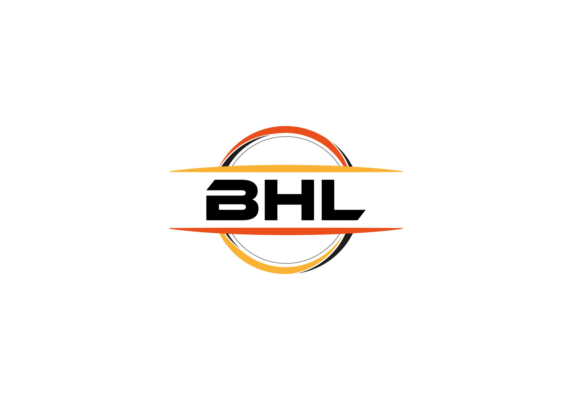 BHL letter royalty ellipse shape logo. BHL brush art logo. BHL logo for