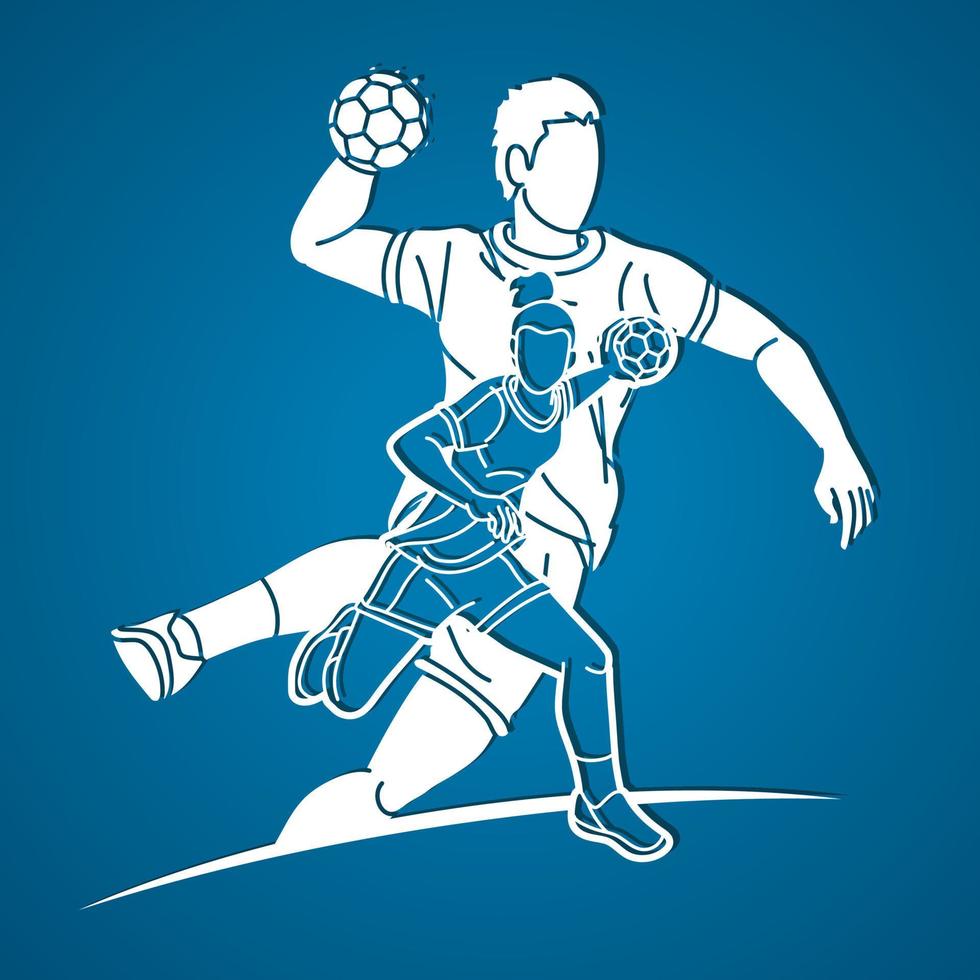 Silhouette Handball Sport Team Male and Female Players vector