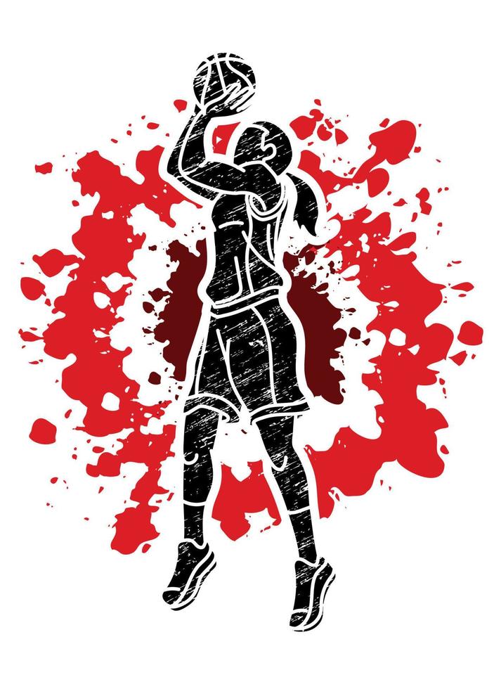 Basketball Female Player Action Cartoon Sport Graphic Vector