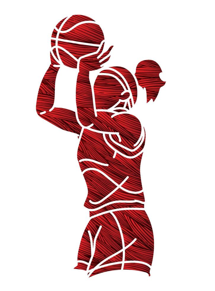 Silhouette Basketball Female Player Action vector