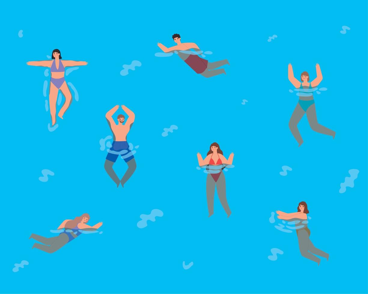 people on the sea vector
