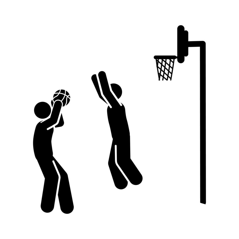 Basketball player black simple icon on white background. Vector illustration.