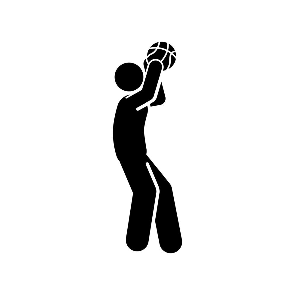baloncesto jugador negro sencillo icono en blanco antecedentes. vector ilustración.