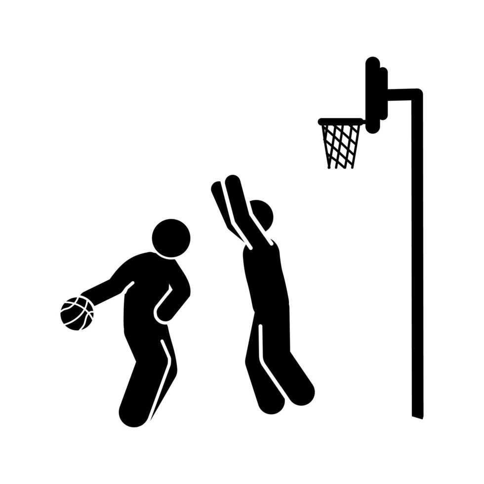 Basketball player black simple icon on white background. Vector illustration.