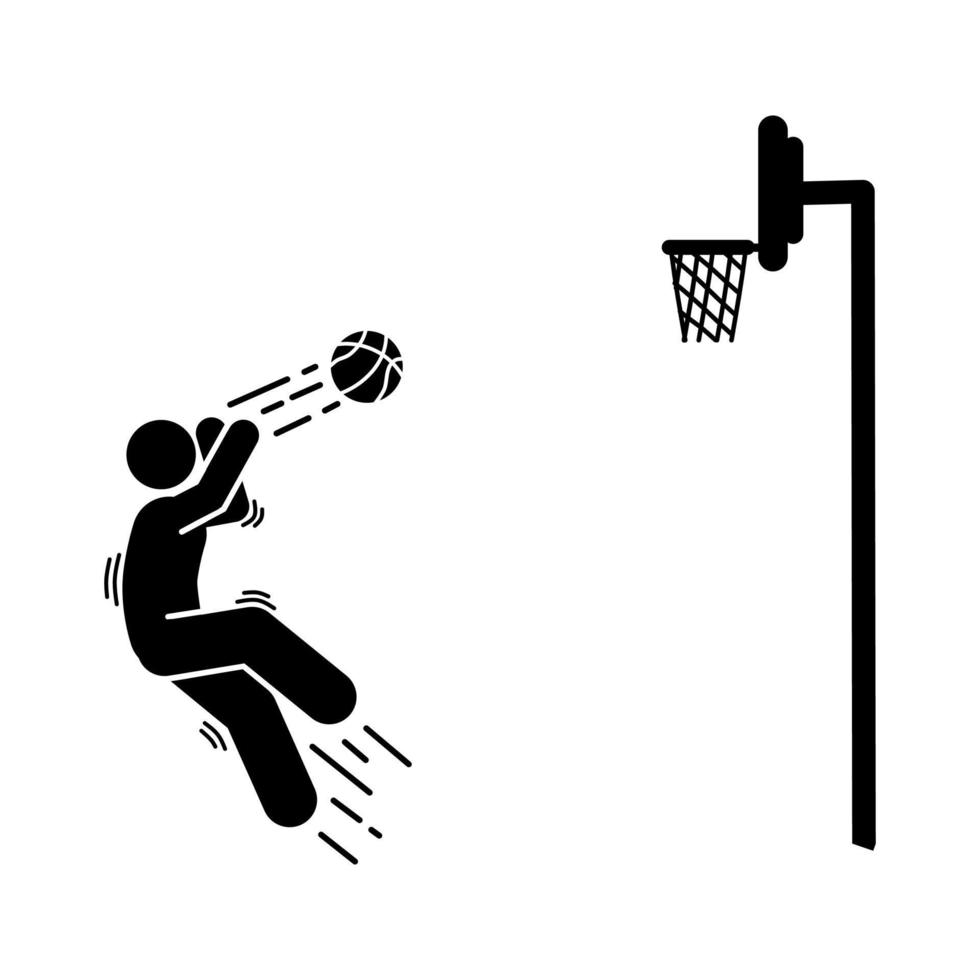 baloncesto jugador negro sencillo icono en blanco antecedentes. vector ilustración.