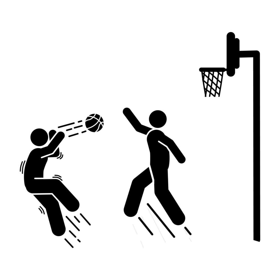 baloncesto jugador negro sencillo icono en blanco antecedentes. vector ilustración.