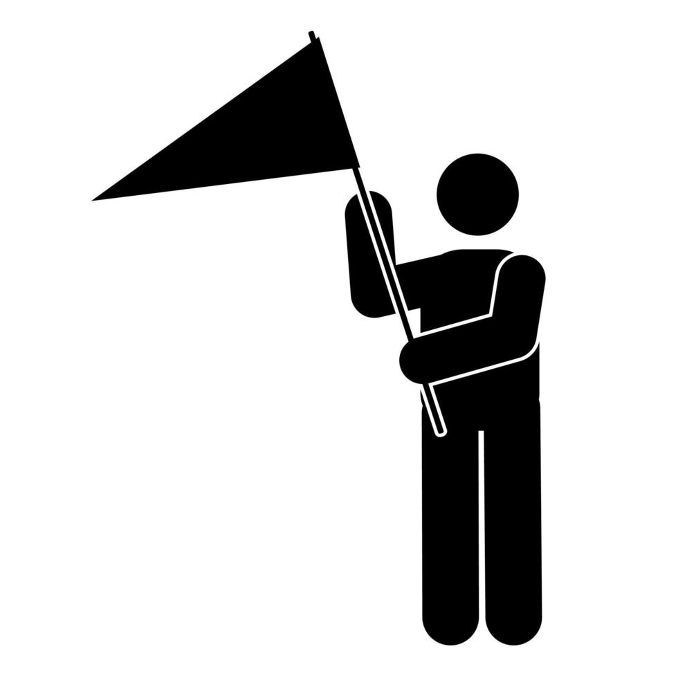 Protesters with flags icon. Simple illustration of protester with flags vector icon for web with flag icon.