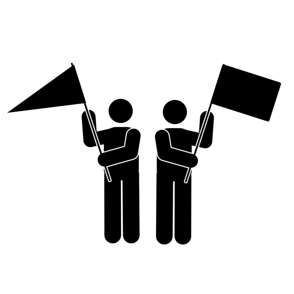 Protesters with flags icon. Simple illustration of protester with flags vector icon for web with flag icon.