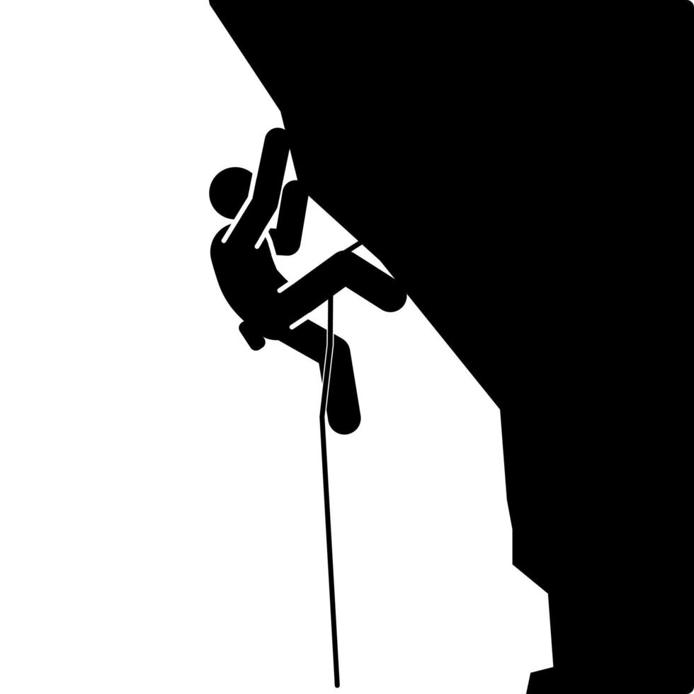 Silhouette of a climber on a cliff. Vector illustration