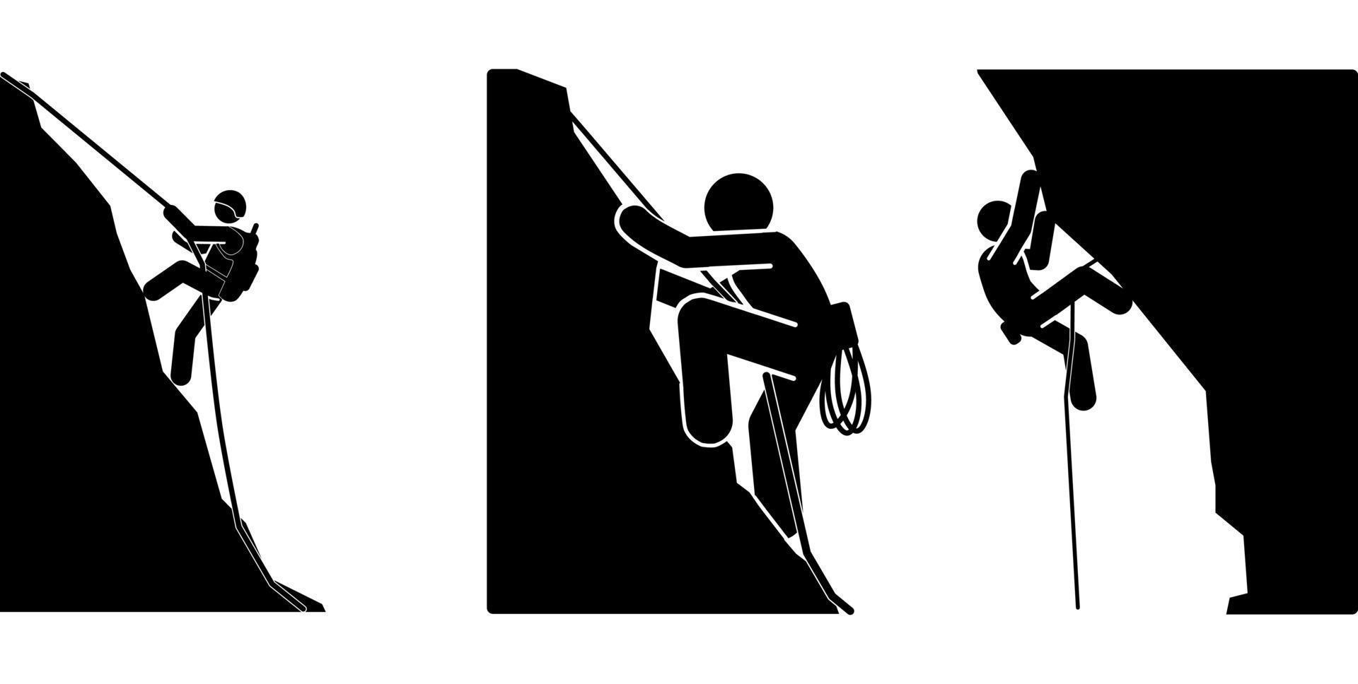 Silhouette of a climber on a cliff. Vector illustration