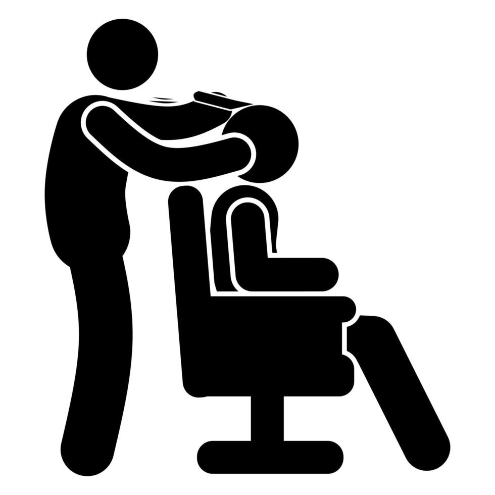 Man in barber chair icon. Simple illustration of man in barber chair vector icon for web