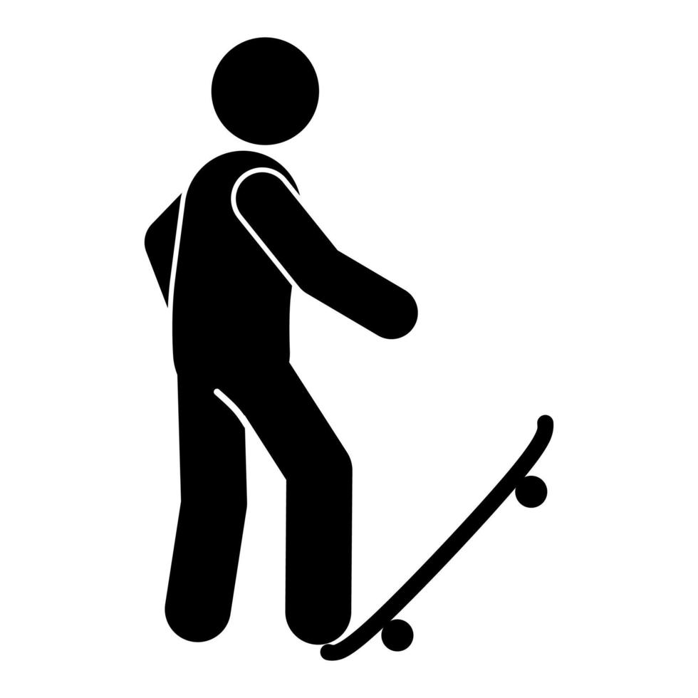 silhouette of a man playing a skateboard. learn skateboard vector illustration icon. skateboarder.skateboarding
