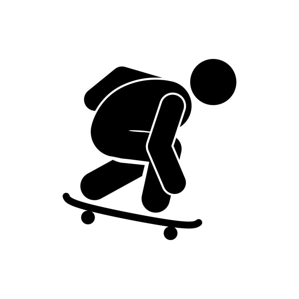 silueta de un hombre jugando un patineta. aprender patineta vector ilustración icono. skater.skateboarding