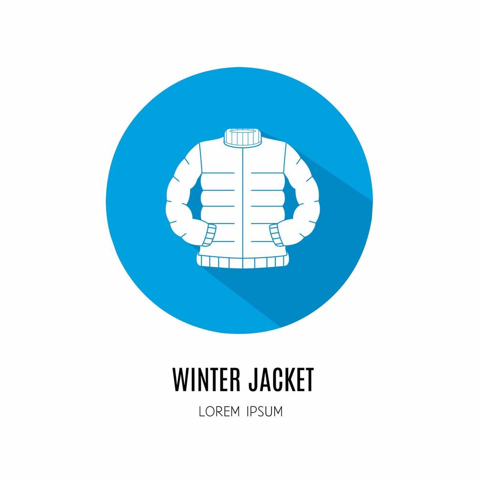 Winter jacket icon in flat. Logo for business. Stock vector. vector