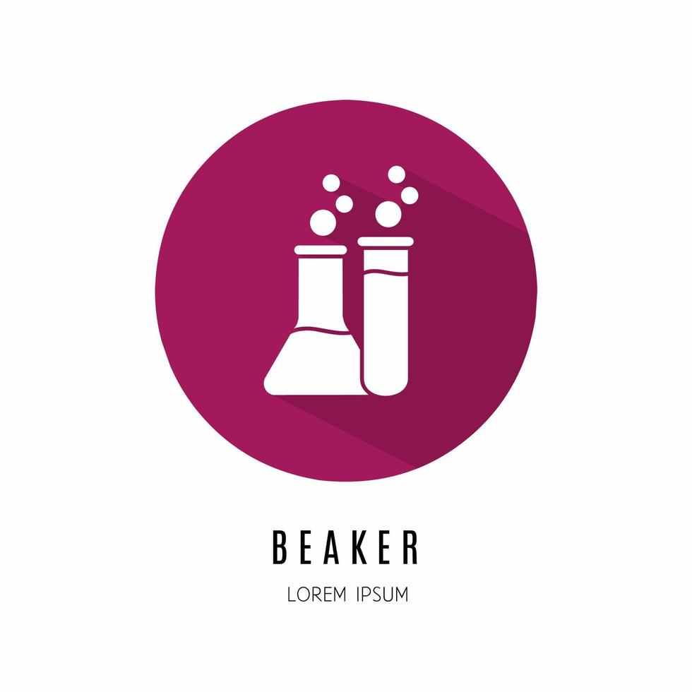 Beaker icon in flat for business Stock vector. vector