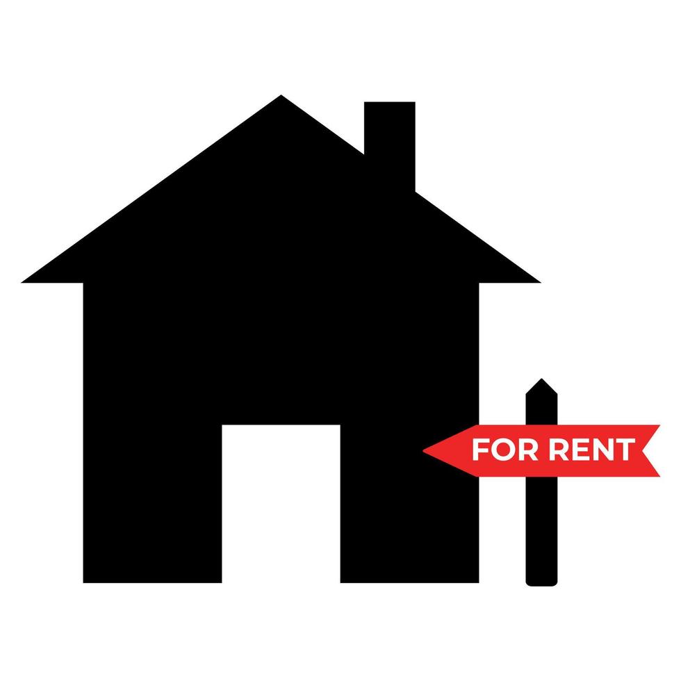 Real estate rent sign. Vector red sign for rent.