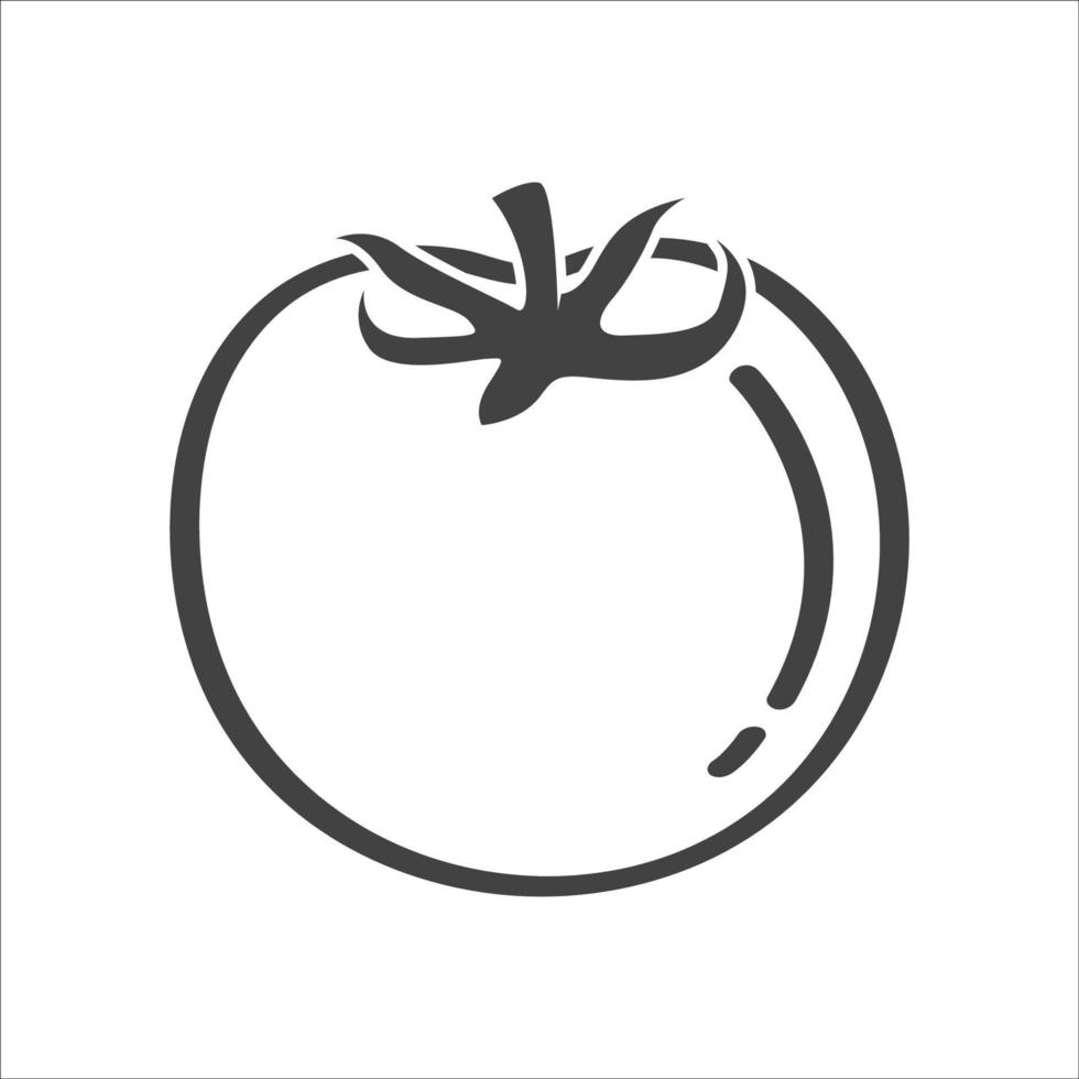 Tomato vegetable icon in linear style. Tomato isolated on white background. Tomato illustration. Vector illustration