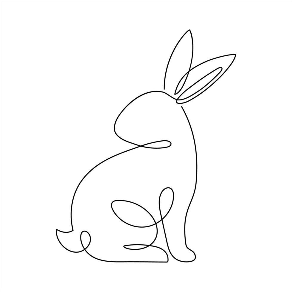 Bunny line art style icon. Rabbit line art icon. Abstract outline rabbit. Continous line drawing Rabbit minimalism style. Easter bunny linear icon. Vector illustration