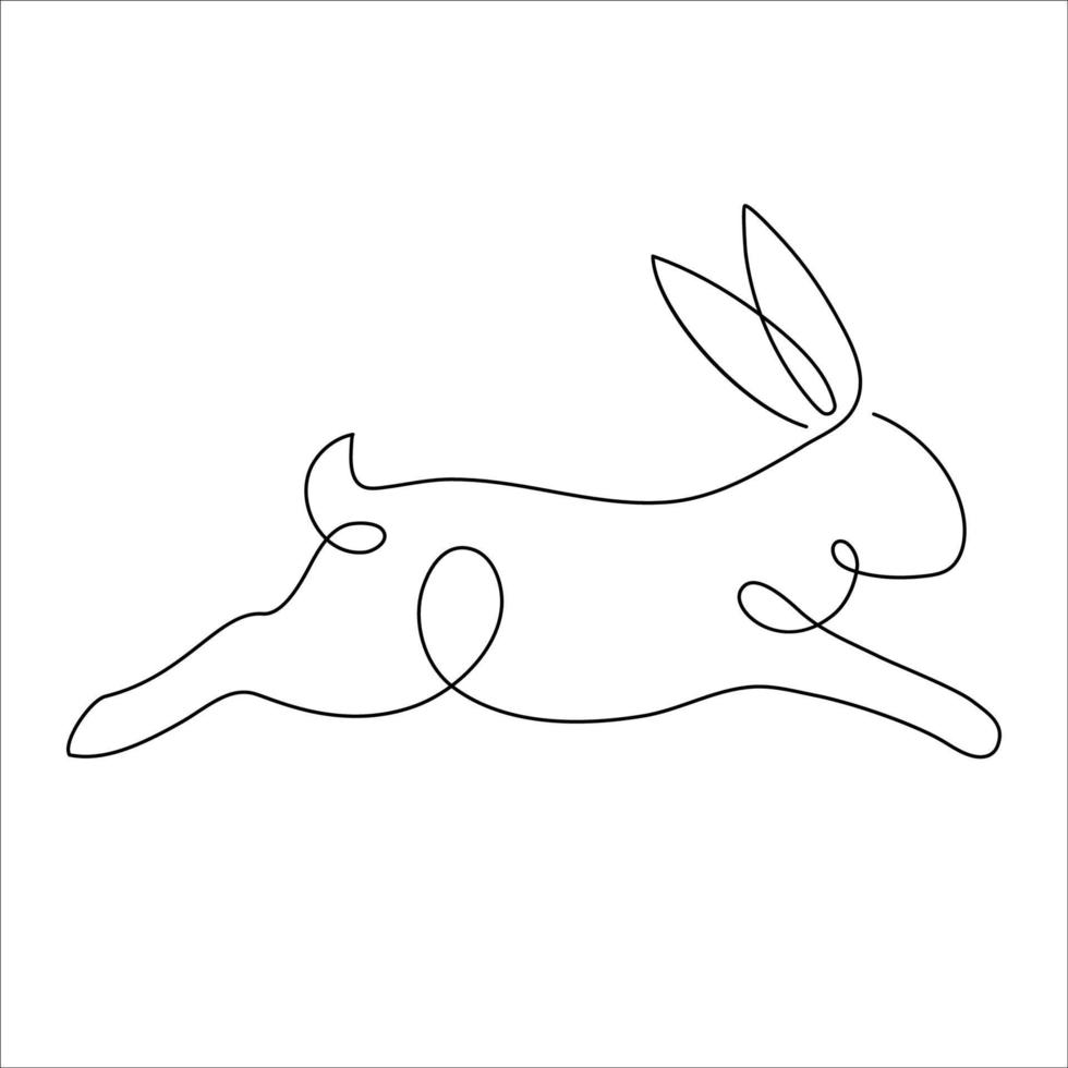 Bunny line art style icon. Rabbit line art icon. Abstract outline rabbit. Continous line drawing Rabbit minimalism style. Easter bunny linear icon. Vector illustration