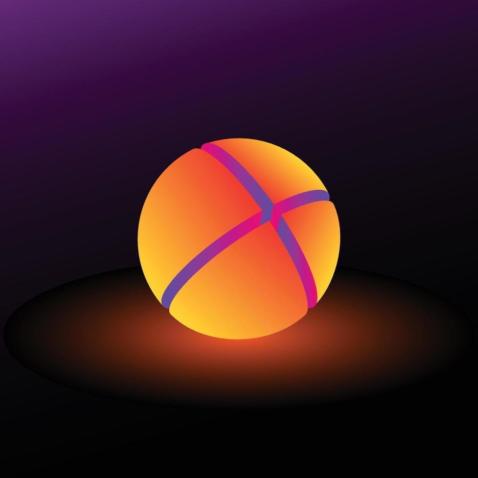 3d neon light sphere divided to four parts vector