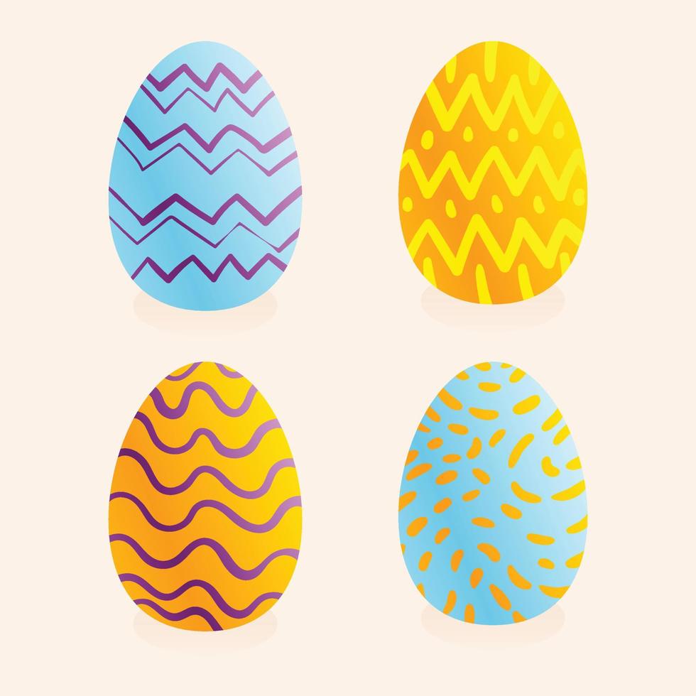 Set of multi-colored Easter eggs with various patterns vector