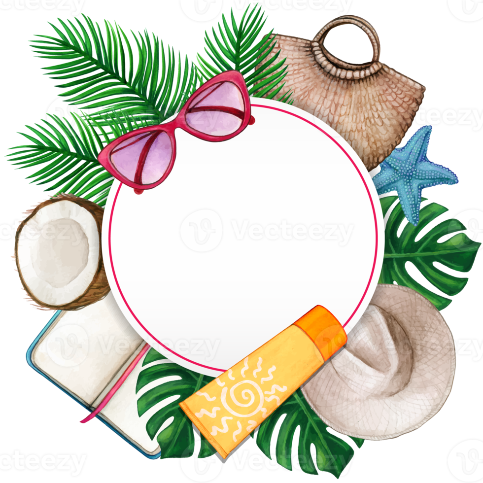 acuarela tropical verano marco png