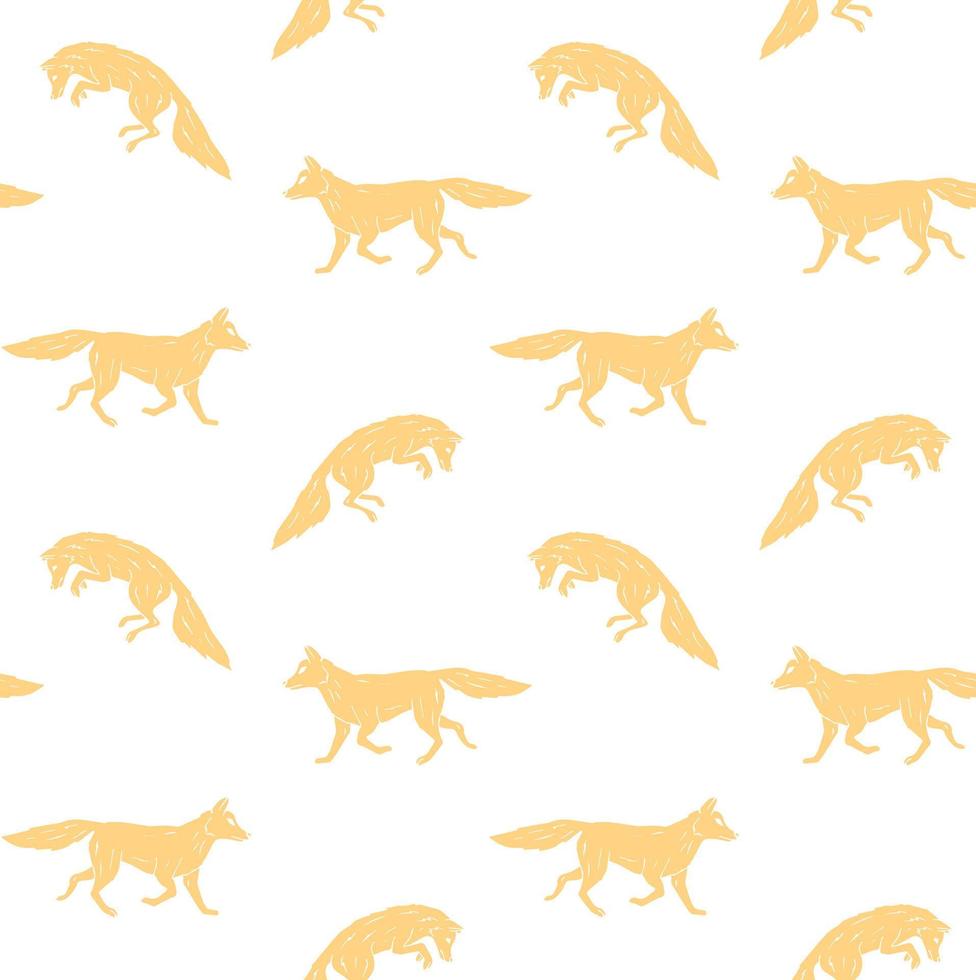 Vector seamless pattern of doodle orange fox