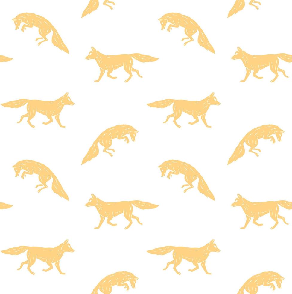 Vector seamless pattern of doodle orange fox