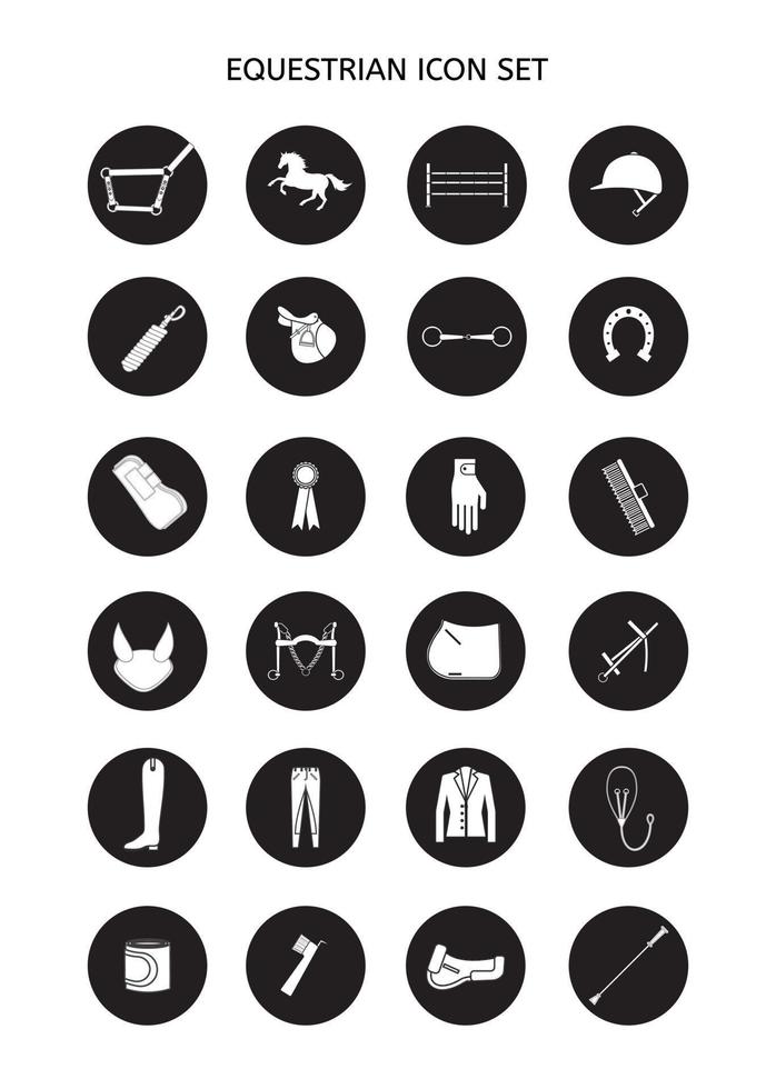 Vector set of horse equestrian equipment icon