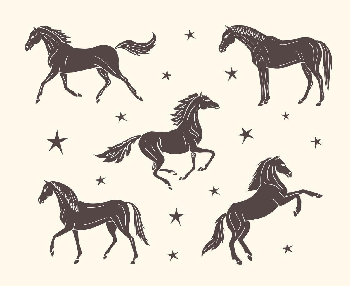 Vector set of hand drawn unicorn