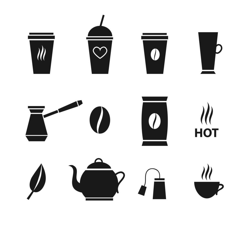 Set of coffee and tea icon vector
