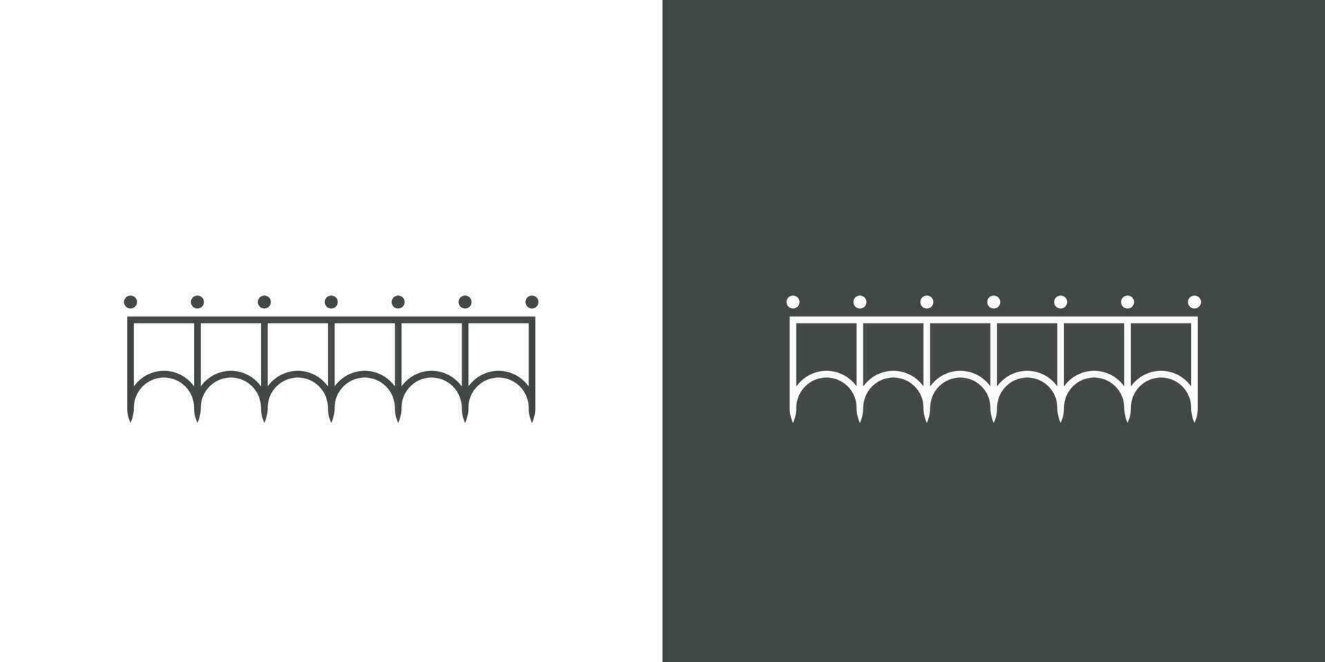 Bridge line logo design illustration. Retro city bridge silhouette, simple minimalist building. Flat building line design. vector