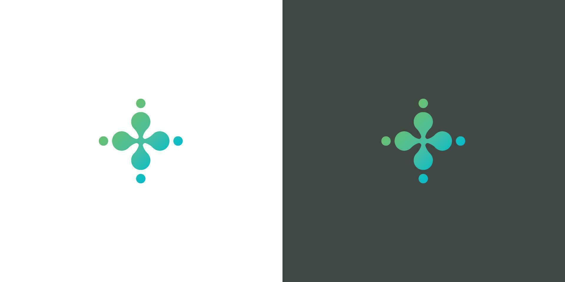 Modern clover health logo design illustration. Silhouette combination of clover shamrock plus medical health. Minimalist modern design suitable for web and app icons. vector