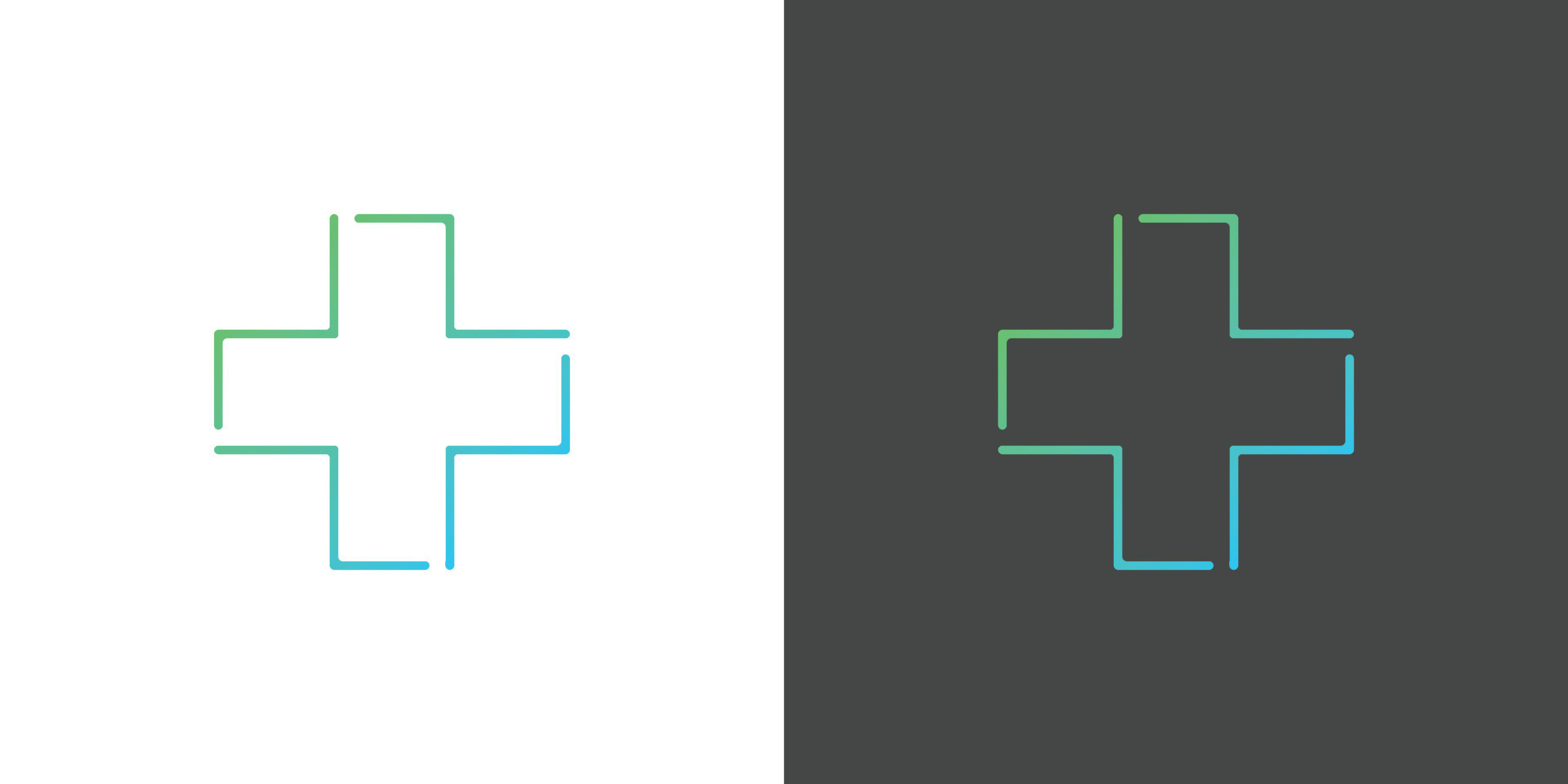 Modern health plus logo design illustration. Silhouette gradient line symbol combination plus