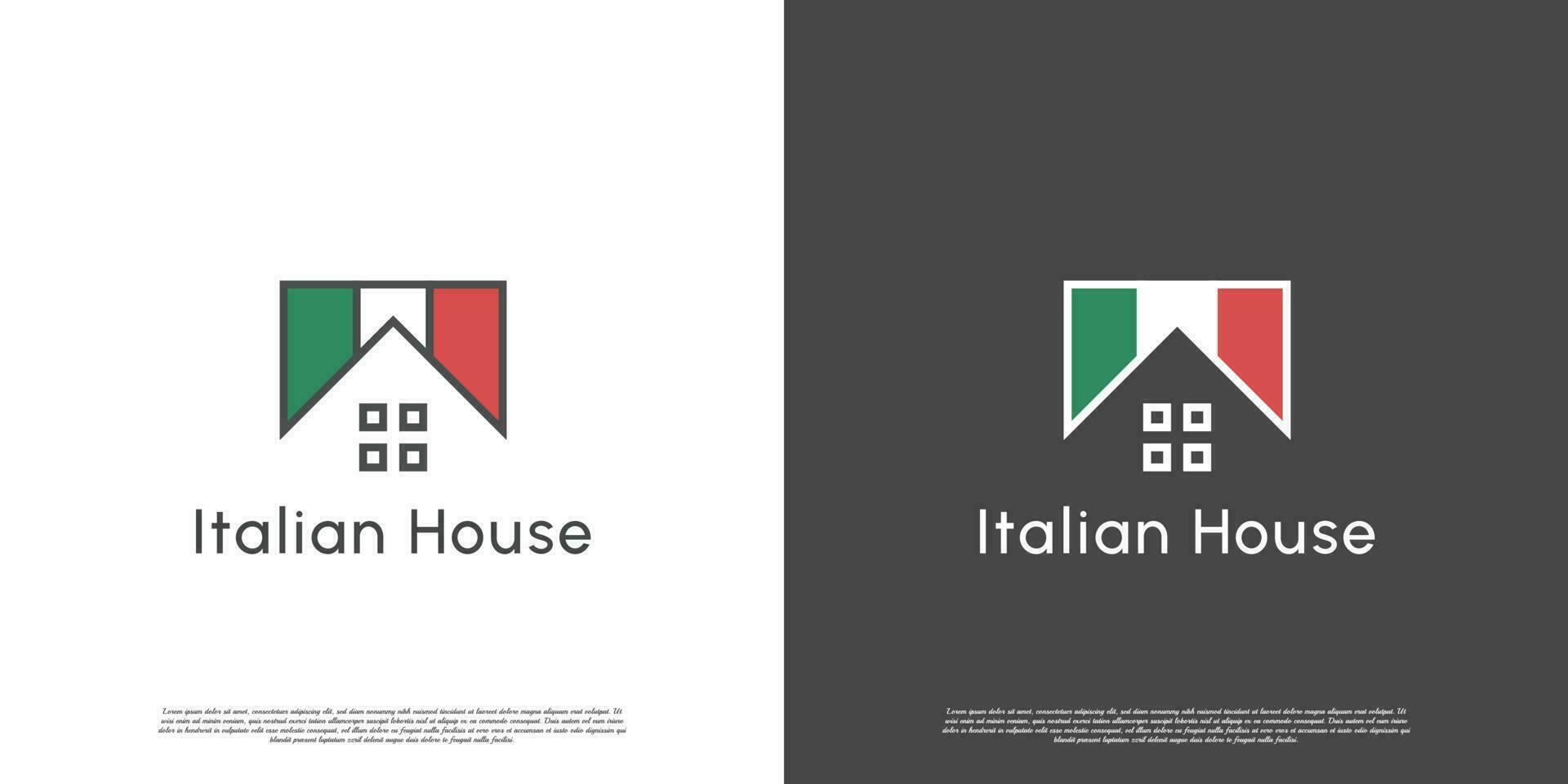 italiano bandera culinario casa logo diseño ilustración. italiano restaurante silueta. tradicional cocina cultura creativo Clásico diseño. vector