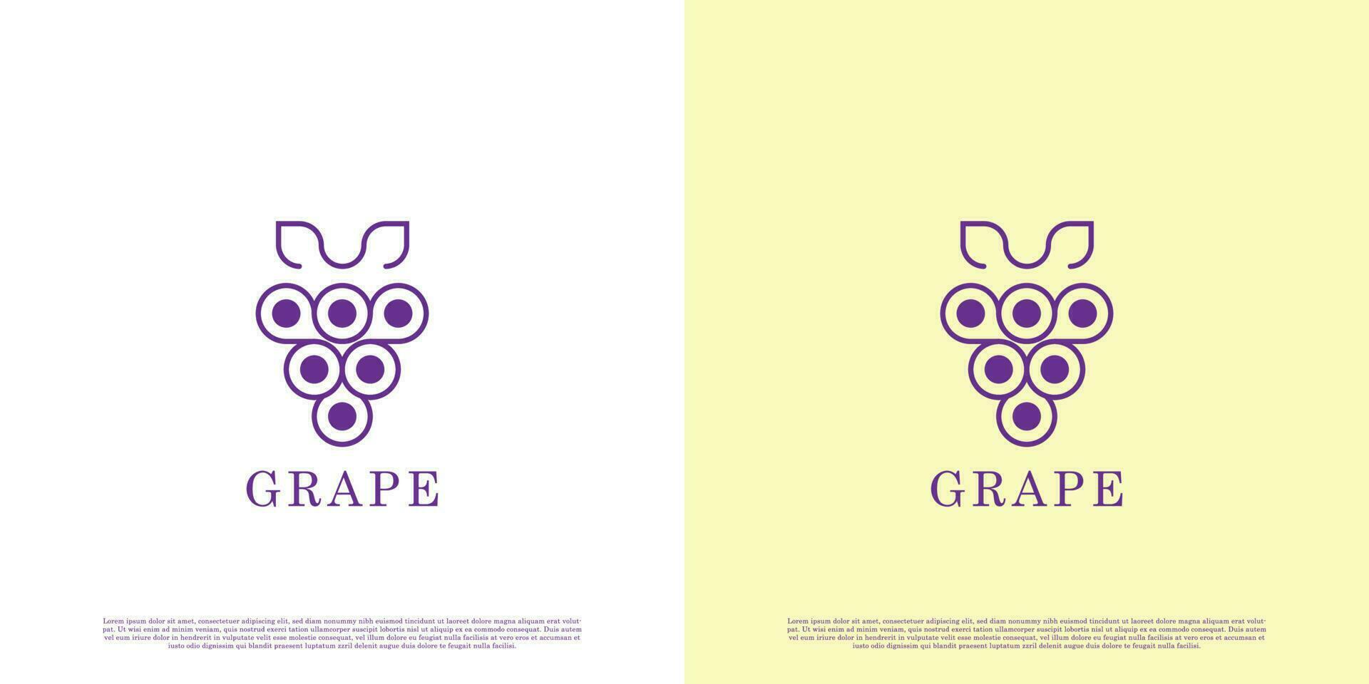 Modern Grape wine logo design illustration. Modern minimalist grape fruit line silhouette. Suitable for web or app icons. vector
