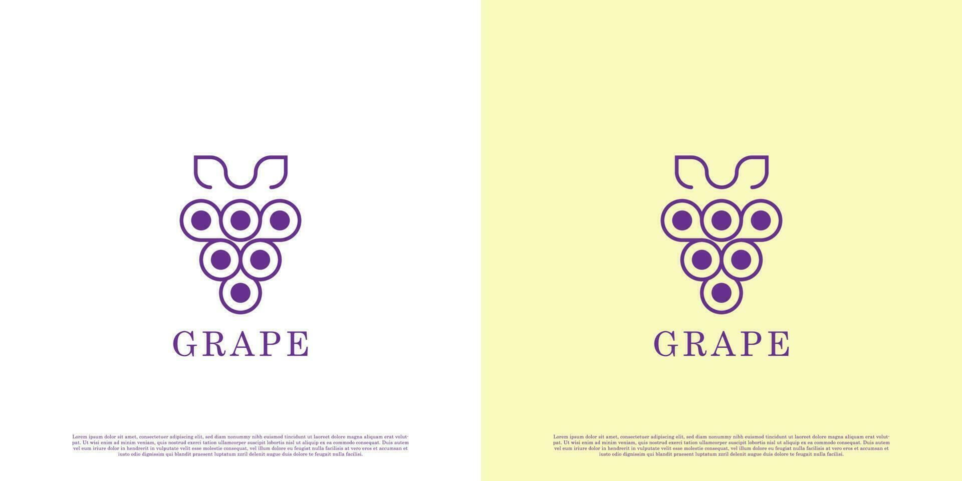 Modern Grape wine logo design illustration. Modern minimalist grape fruit line silhouette. Suitable for web or app icons. vector